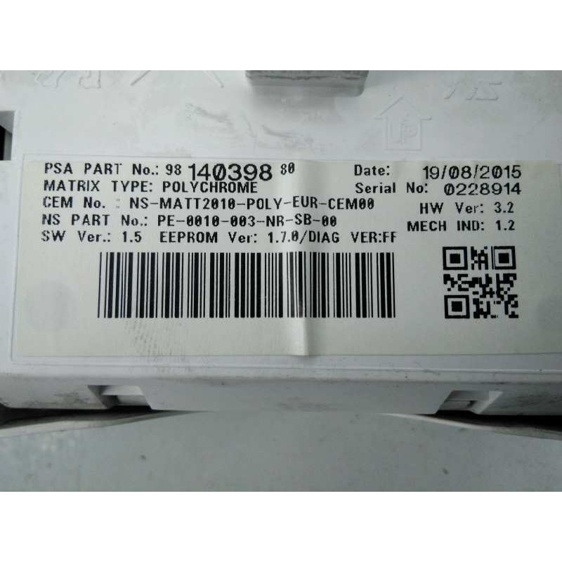 Recambio de cuadro instrumentos para peugeot 508 active referencia OEM IAM 9814039880 0228914 E3-B2-39-2