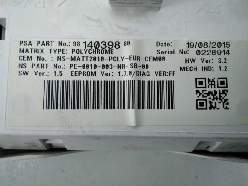 Recambio de cuadro instrumentos para peugeot 508 active referencia OEM IAM 9814039880 0228914 E3-B2-39-2