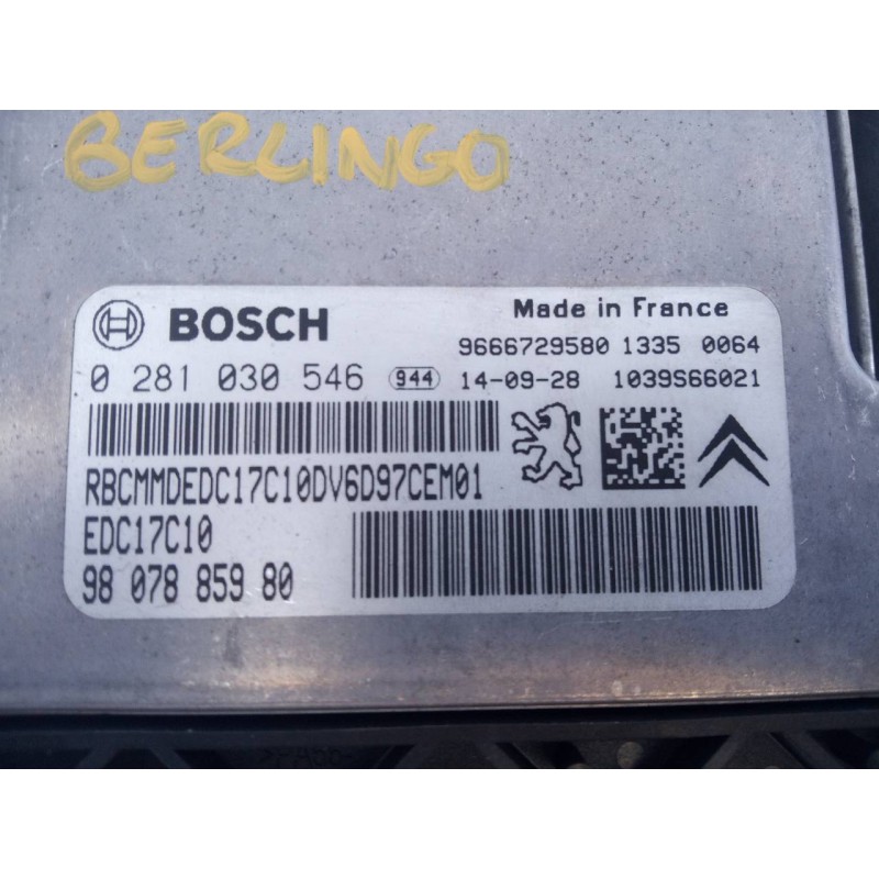 Recambio de centralita motor uce para citroën berlingo hdi90 800 niv.b kasten referencia OEM IAM 9807885980 0281030546 E3-B2-25-