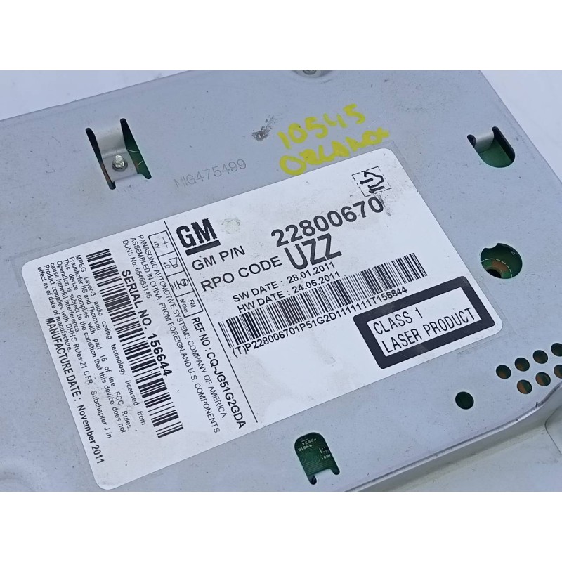 Recambio de sistema audio / radio cd para chevrolet orlando lt+ referencia OEM IAM 22824480G 95020067 E3-A5-9-2