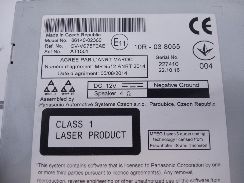 Recambio de sistema navegacion gps para toyota auris active referencia OEM IAM 8614002360 10R038055 E3-B2-9-1