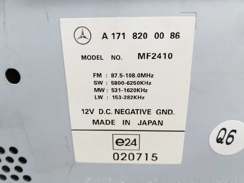 Recambio de sistema audio / radio cd para mercedes-benz clase slk (w171) roadster 200 compressor (171.442) referencia OEM IAM A1