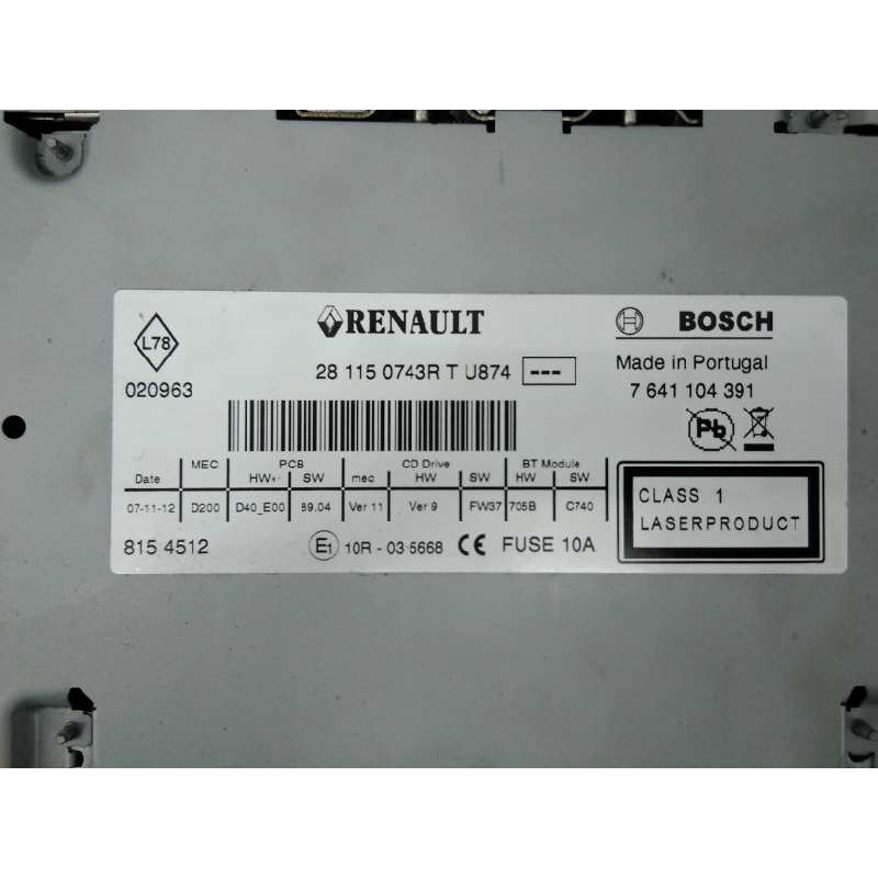 Recambio de sistema navegacion gps para renault scenic iii dynamique referencia OEM IAM 259154206R 281150743RT E2-A1-44-2