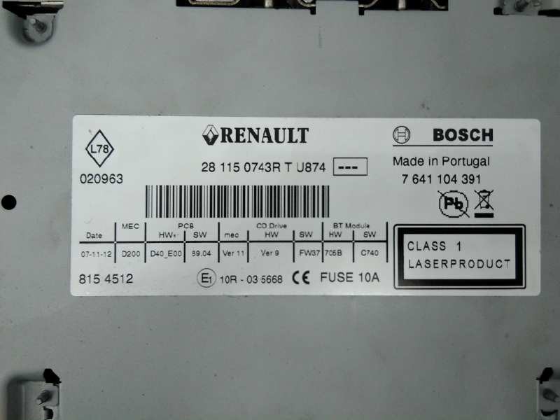 Recambio de sistema navegacion gps para renault scenic iii dynamique referencia OEM IAM 259154206R 281150743RT E2-A1-44-2