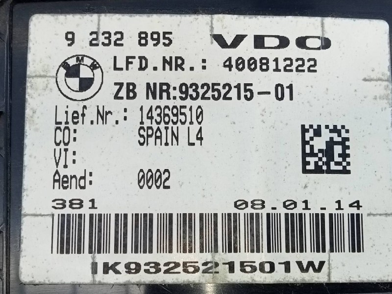 Recambio de cuadro instrumentos para bmw serie 3 lim. (f30) 320d xdrive referencia OEM IAM 9232895 932521501 E3-A2-25-2