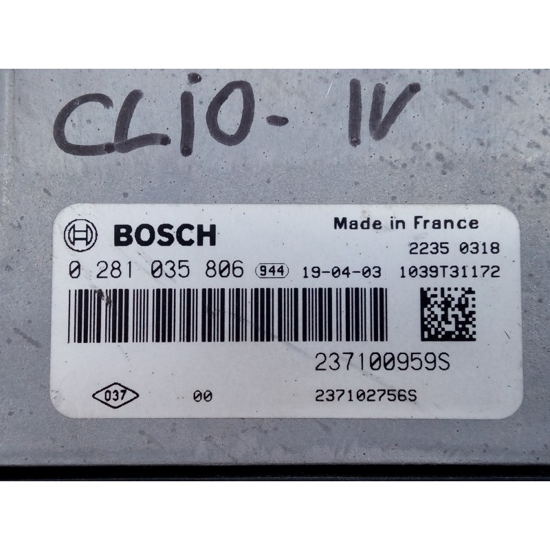 Recambio de centralita motor uce para renault clio iv dynamique referencia OEM IAM 237100959S 0281035806 E2-A1-13-3