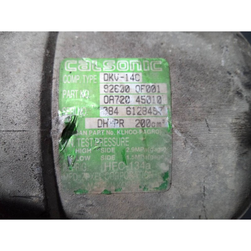 Recambio de compresor aire acondicionado para nissan terrano/terrano.ii (r20) lx (3-ptas.) referencia OEM IAM 92600OF001 OA72045