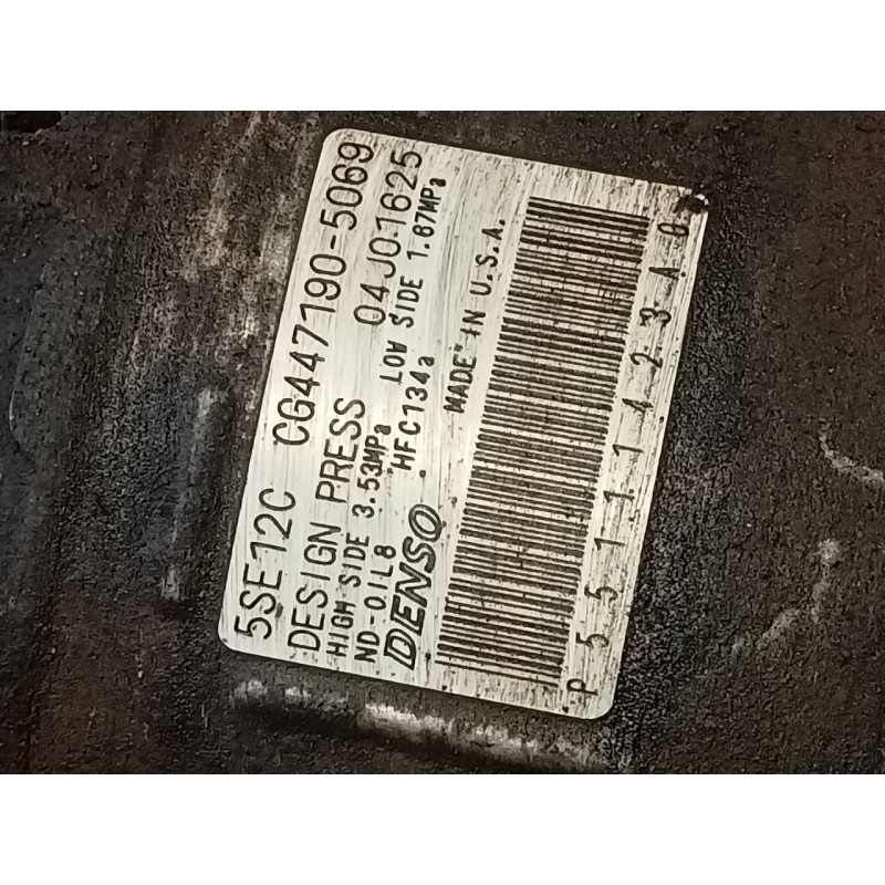 Recambio de compresor aire acondicionado para jeep compass limited referencia OEM IAM CG4471905069 5SE12C P3-B2-7-3