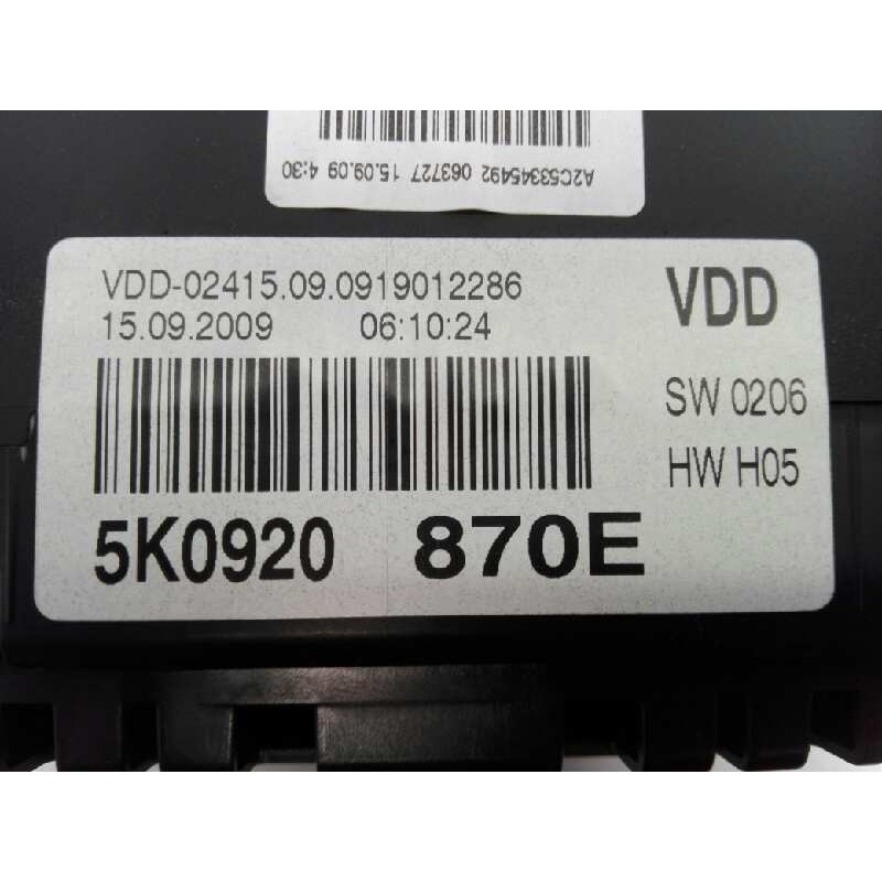 Recambio de cuadro instrumentos para volkswagen golf vi (5k1) rabbit bluemotion referencia OEM IAM 5K0920861X  E2-A1-5-3