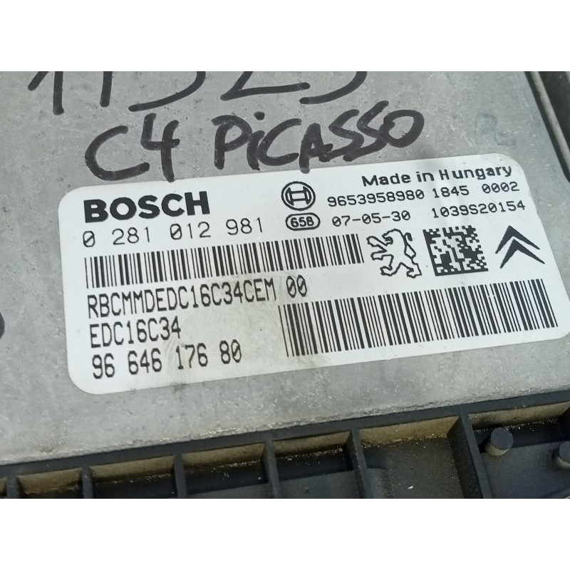 Recambio de centralita motor uce para citroën c4 grand picasso avatar referencia OEM IAM 9664617680 0281012981 E3-B2-31-4