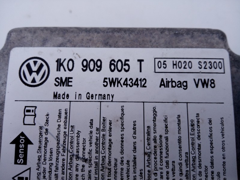 Recambio de centralita airbag para skoda octavia berlina (1z3) trend referencia OEM IAM 1K0909605T 5WK43412 E2-A1-23-2