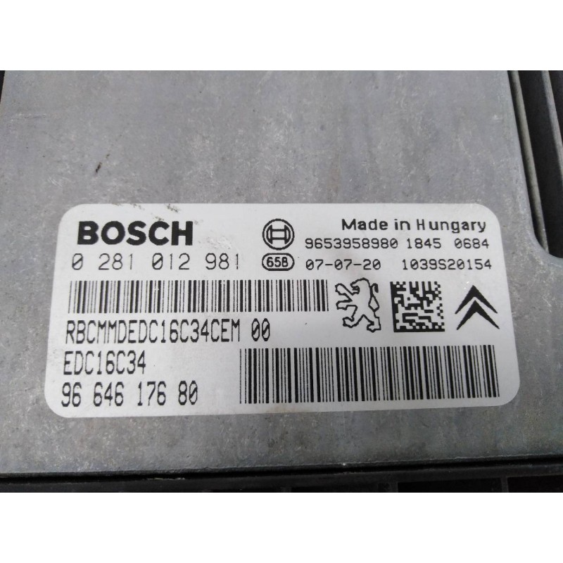 Recambio de centralita motor uce para citroën c4 picasso cool referencia OEM IAM 9664617680 0281012981 E2-A1-9-2