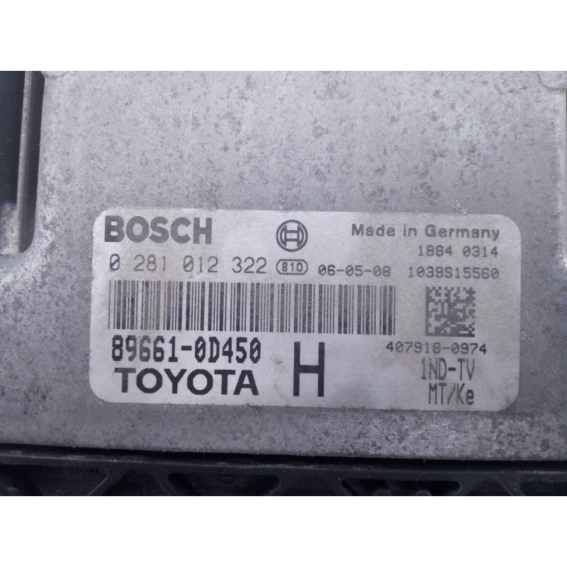 Recambio de centralita motor uce para toyota yaris (ksp9/scp9/nlp9) básico referencia OEM IAM 896610D450 0281012322 E3-B2-40-1