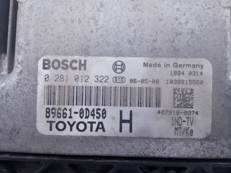Recambio de centralita motor uce para toyota yaris (ksp9/scp9/nlp9) básico referencia OEM IAM 896610D450 0281012322 E3-B2-40-1