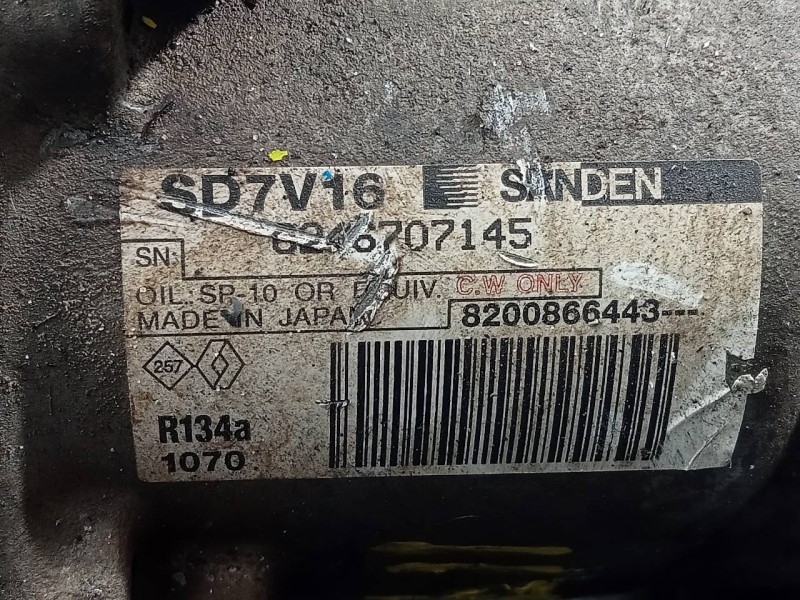Recambio de compresor aire acondicionado para dacia sandero laureate referencia OEM IAM 8200866443  P3-B3-18-3