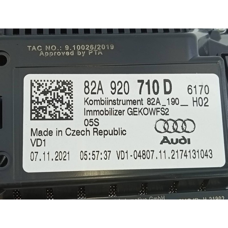 Recambio de cuadro instrumentos para audi a1 sportback (gba) 30 tfsi s line referencia OEM IAM 82A920710D A3C0780790101 E2-A1-12