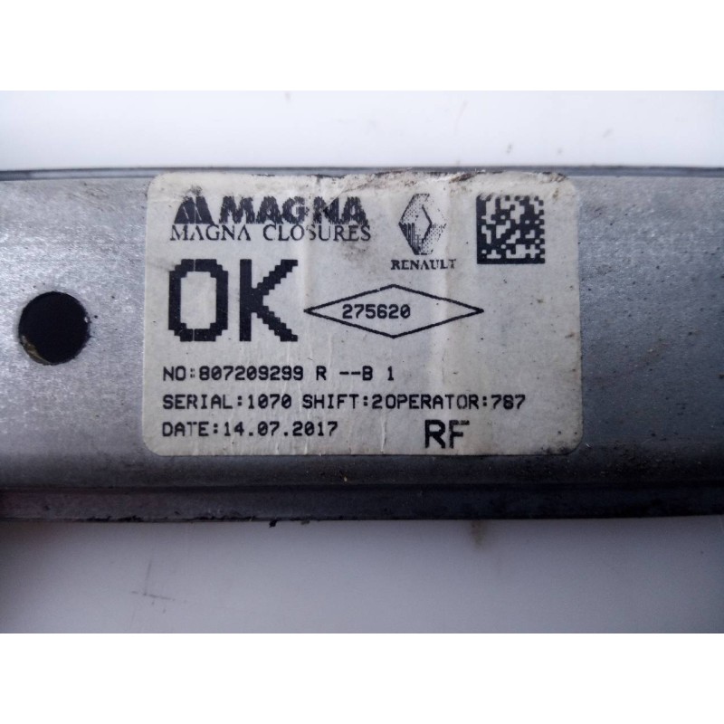 Recambio de elevalunas delantero derecho para dacia sandero stepway referencia OEM IAM 807209299R 275620 E1-A1-48-1