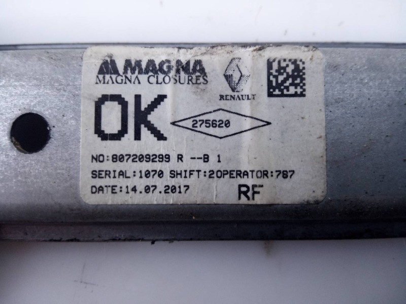 Recambio de elevalunas delantero derecho para dacia sandero stepway referencia OEM IAM 807209299R 275620 E1-A1-48-1