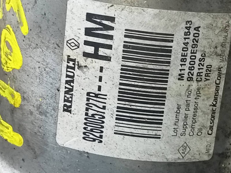 Recambio de compresor aire acondicionado para dacia lodgy stepway referencia OEM IAM 926005727R  P3-B2-2-4