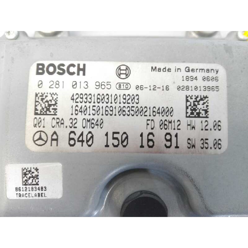 Recambio de centralita motor uce para mercedes-benz clase b (w245) 180 cdi (245.207) referencia OEM IAM A6401501691 0281013965 E