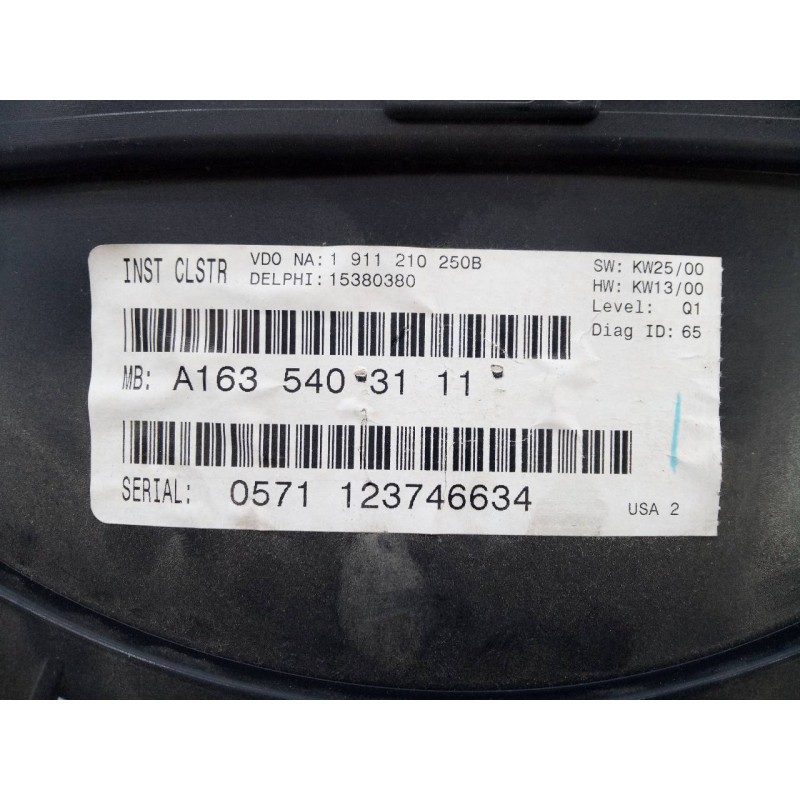 Recambio de cuadro instrumentos para mercedes-benz clase m (w163) 270 cdi (163.113) referencia OEM IAM A1635403111  E3-A1-9-3