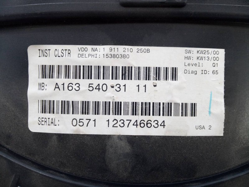 Recambio de cuadro instrumentos para mercedes-benz clase m (w163) 270 cdi (163.113) referencia OEM IAM A1635403111  E3-A1-9-3