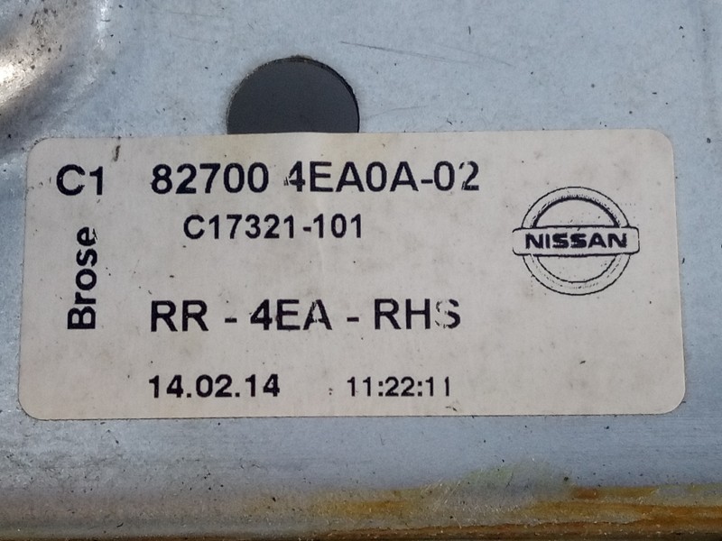 Recambio de elevalunas trasero derecho para nissan qashqai (j11) acenta referencia OEM IAM 827004EA0A02 SD883X27 E2-A4-53-2