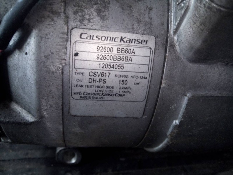 Recambio de compresor aire acondicionado para nissan qashqai (j10) acenta referencia OEM IAM 92600BB60A 92600BB6BA P3-B3-5-1