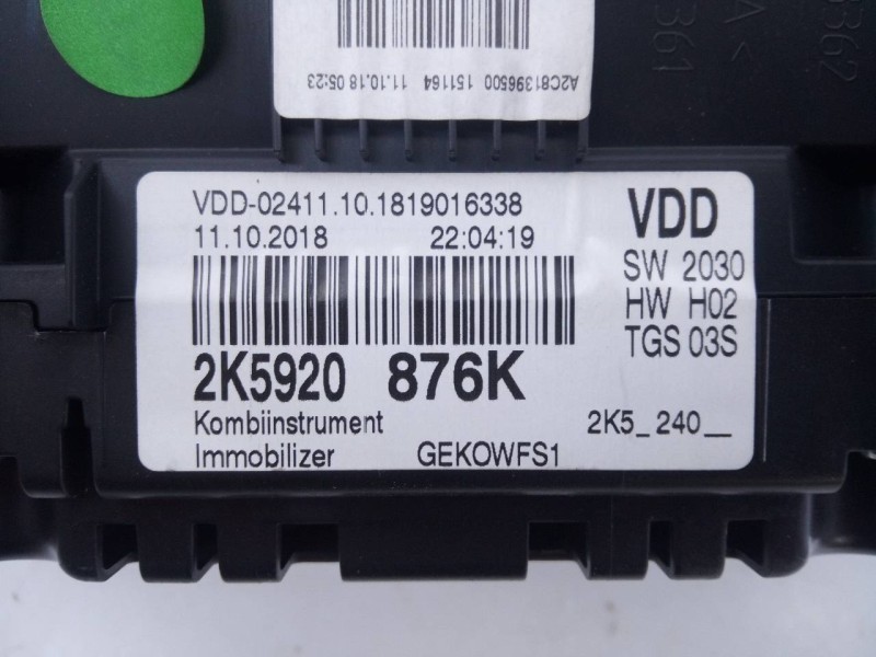 Recambio de cuadro instrumentos para volkswagen caddy furgón/kombi monoespace referencia OEM IAM 2K5920876K  E2-A1-28-2