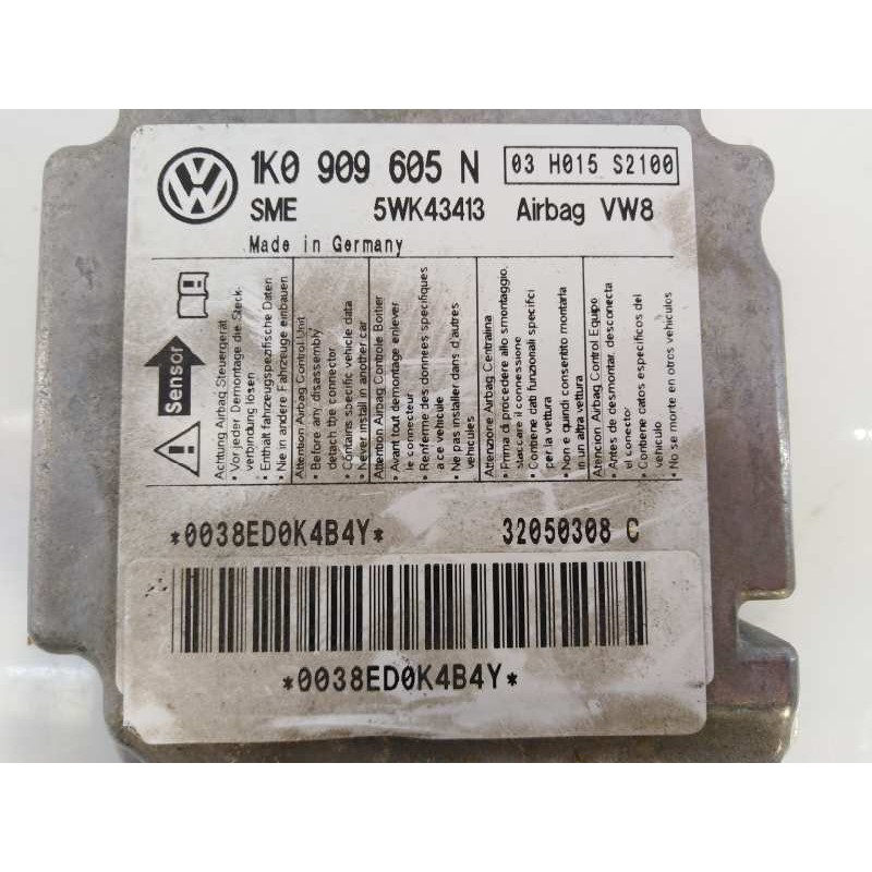 Recambio de centralita airbag para volkswagen golf v berlina (1k1) highline referencia OEM IAM 1K0909605N  E2-A1-20-2