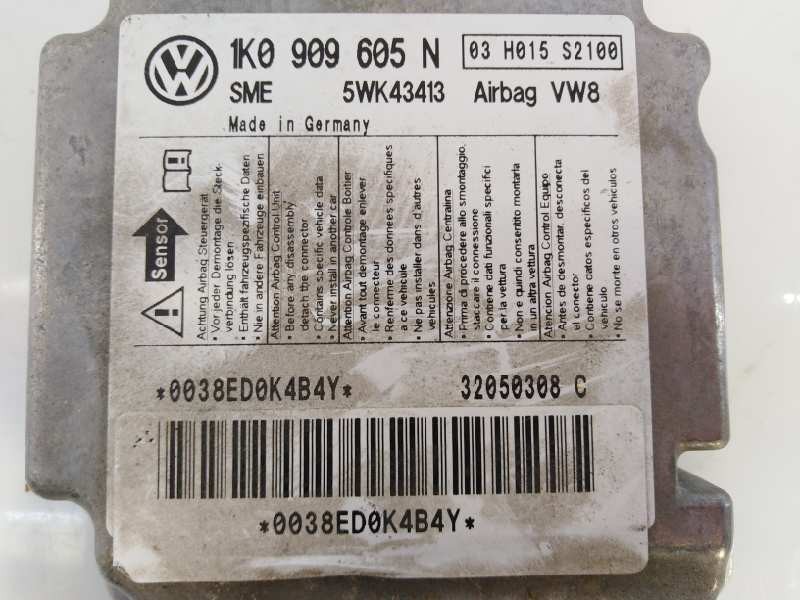 Recambio de centralita airbag para volkswagen golf v berlina (1k1) highline referencia OEM IAM 1K0909605N  E2-A1-20-2