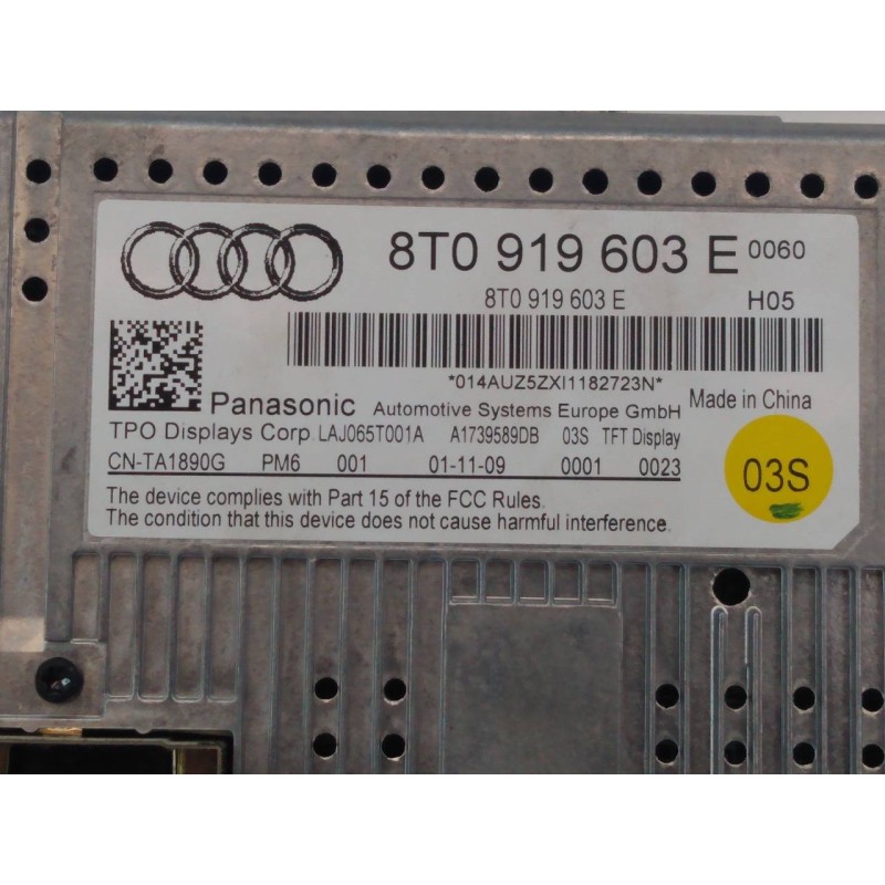 Recambio de pantalla multifuncion para audi q5 (8r) 3.0 tdi referencia OEM IAM 8T0919603E  E2-A1-9-7