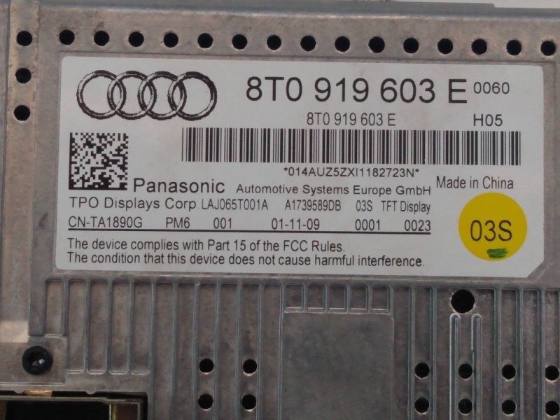 Recambio de pantalla multifuncion para audi q5 (8r) 3.0 tdi referencia OEM IAM 8T0919603E  E2-A1-9-7