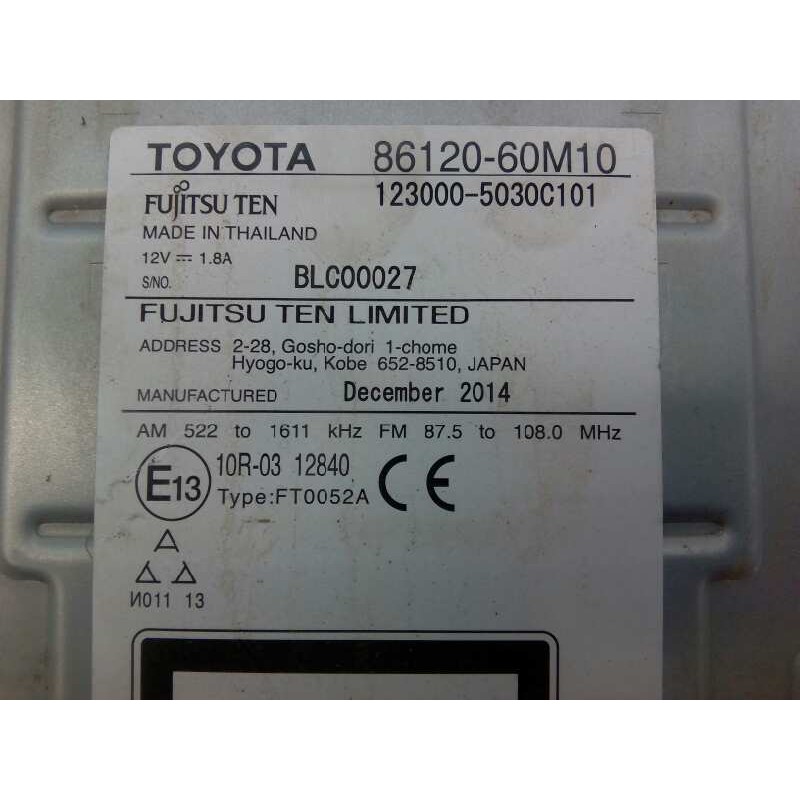 Recambio de sistema audio / radio cd para toyota land cruiser (j15) basis referencia OEM IAM 8612060M10 1230005030C101 E3-B2-8-4