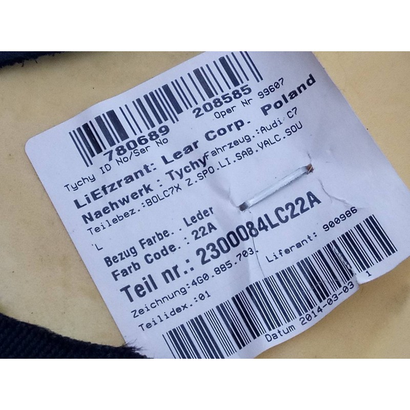 Recambio de airbag lateral derecho para audi a6 avant (4g5) 3.0 tdi quattro referencia OEM IAM 4G0885703  E1-B6-37-1
