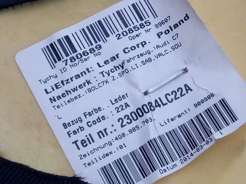 Recambio de airbag lateral derecho para audi a6 avant (4g5) 3.0 tdi quattro referencia OEM IAM 4G0885703  E1-B6-37-1