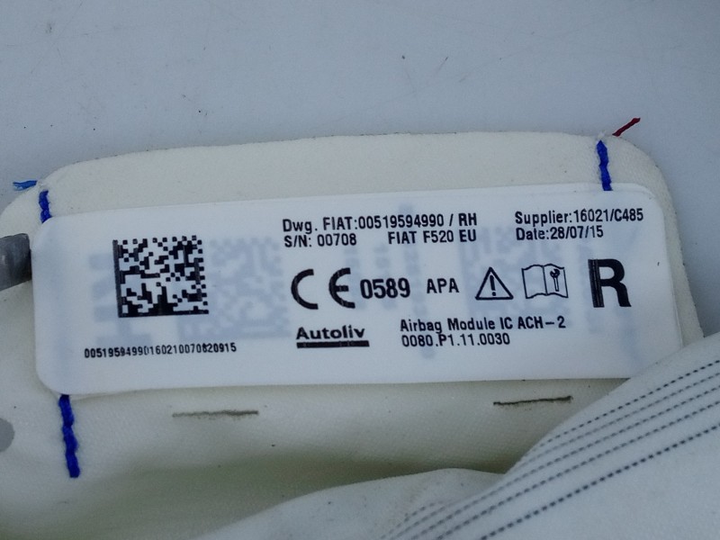 Recambio de airbag cortina delantero derecho para jeep renegade trailhawk 4wd referencia OEM IAM 000519594990 0080P1110030 E3-B6