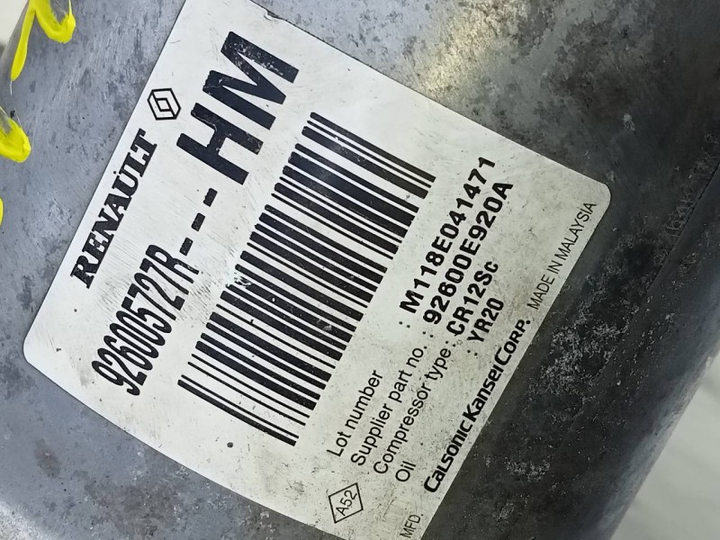 Recambio de compresor aire acondicionado para dacia lodgy stepway referencia OEM IAM 926005727R 92600E920A P3-A2-23-1