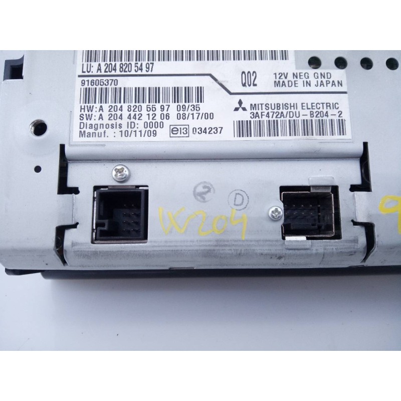 Recambio de sistema navegacion gps para mercedes-benz clase c (w204) berlina c 200 cdi blueefficiency (204.001) referencia OEM I