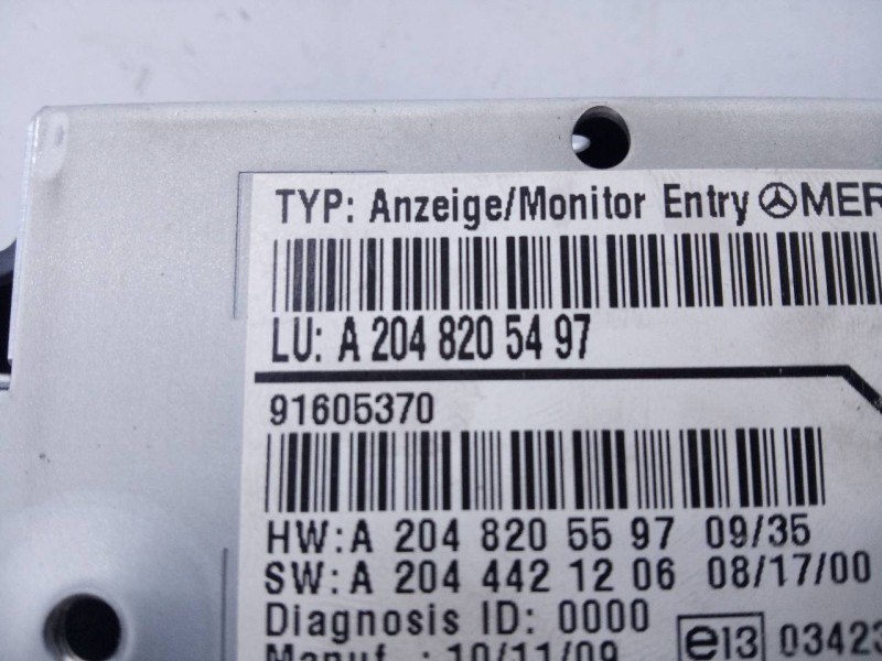 Recambio de sistema navegacion gps para mercedes-benz clase c (w204) berlina c 200 cdi blueefficiency (204.001) referencia OEM I
