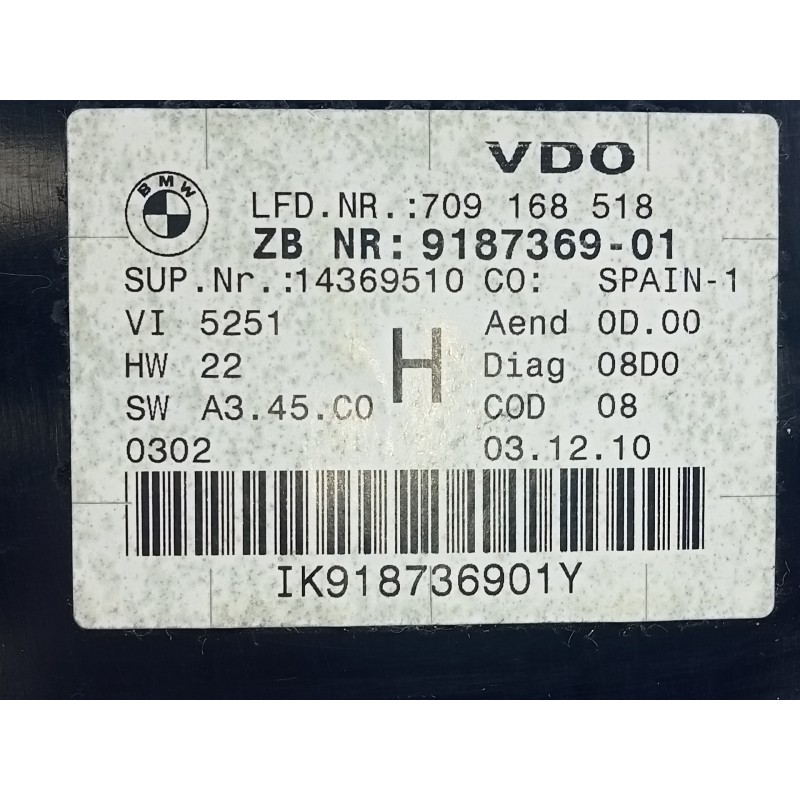 Recambio de cuadro instrumentos para bmw serie 3 touring (e91) 330d referencia OEM IAM 918736901 709168518 E3-A2-24-2