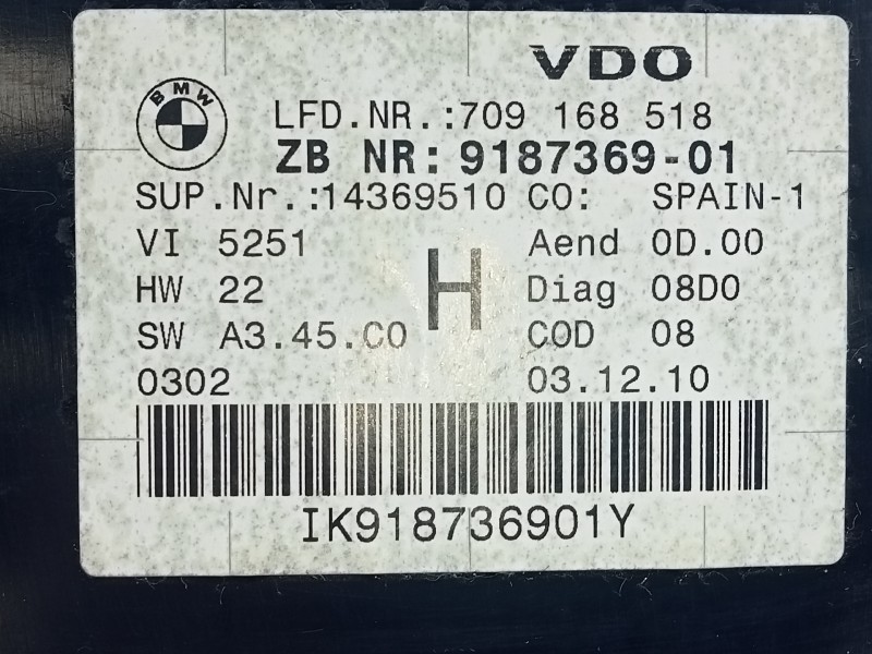 Recambio de cuadro instrumentos para bmw serie 3 touring (e91) 330d referencia OEM IAM 918736901 709168518 E3-A2-24-2