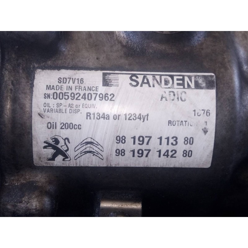 Recambio de compresor aire acondicionado para citroën jumper kasten furgon referencia OEM IAM 9819711380 9819714280 P3-A3-9-2