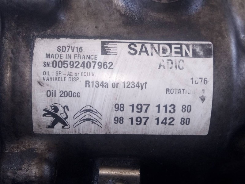 Recambio de compresor aire acondicionado para citroën jumper kasten furgon referencia OEM IAM 9819711380 9819714280 P3-A3-9-2
