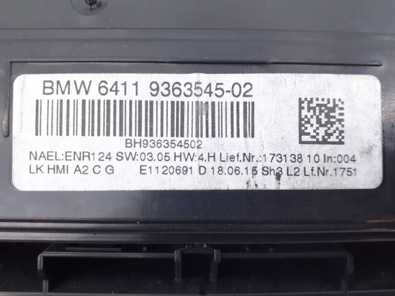 Recambio de mando climatizador para bmw serie 2 coupe (f22) 220d m sport referencia OEM IAM 936354502  E3-A2-41-3