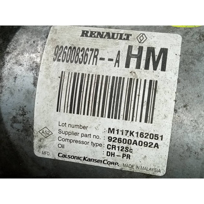 Recambio de compresor aire acondicionado para dacia dokker express ambiance referencia OEM IAM 926008367R  P3-A4-4-1
