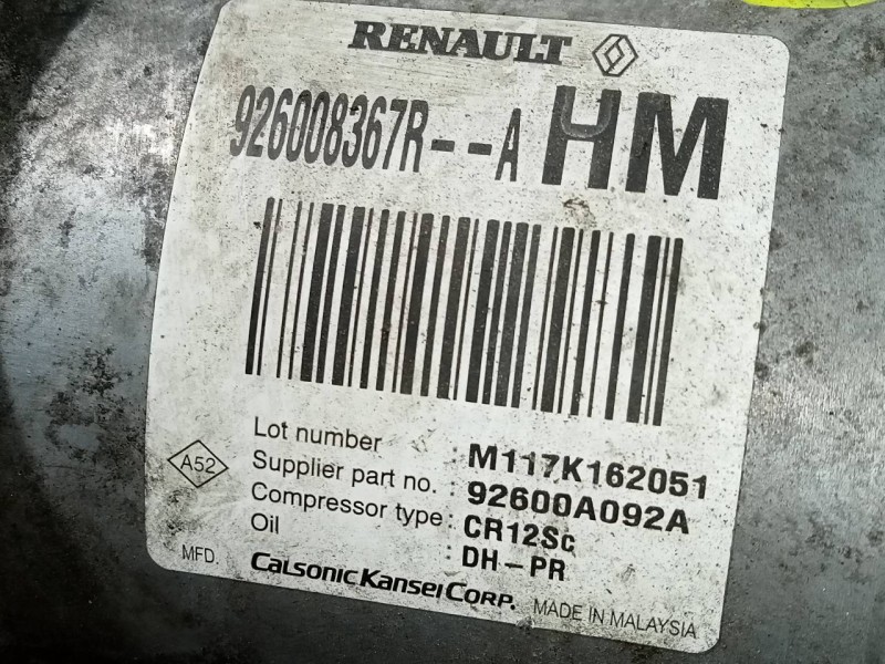 Recambio de compresor aire acondicionado para dacia dokker express ambiance referencia OEM IAM 926008367R  P3-A4-4-1