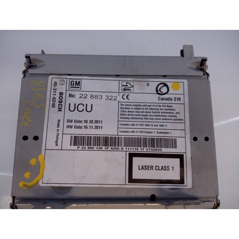 Recambio de sistema navegacion gps para chevrolet cruze hatchback lt referencia OEM IAM 25908967 95196687 E3-A5-35-3