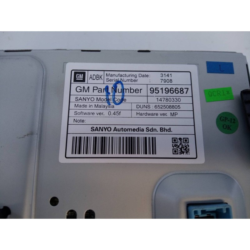 Recambio de sistema navegacion gps para chevrolet cruze hatchback lt referencia OEM IAM 25908967 95196687 E3-A5-35-3