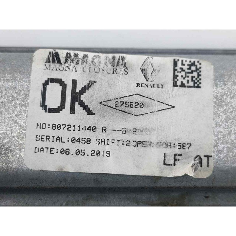 Recambio de elevalunas delantero izquierdo para dacia sandero stepway referencia OEM IAM 807211440R  E1-A1-36-2